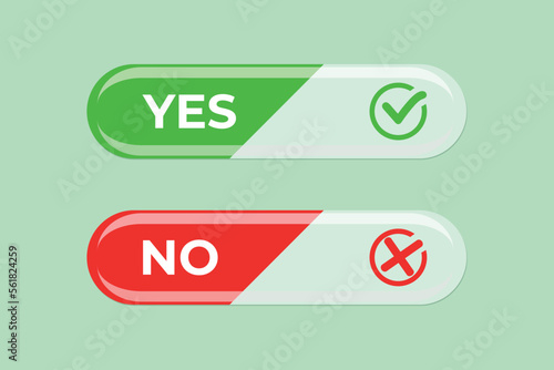 Yes And No button with check mark symbol