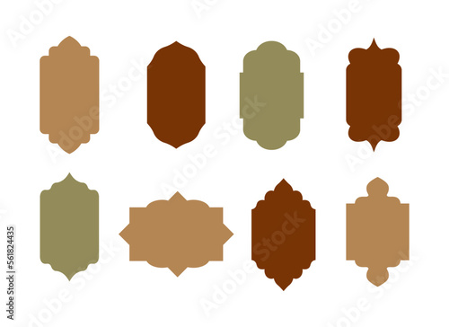 Canvas Print Islamic windows and arches with modern boho design, moon, mosque dome and lanter