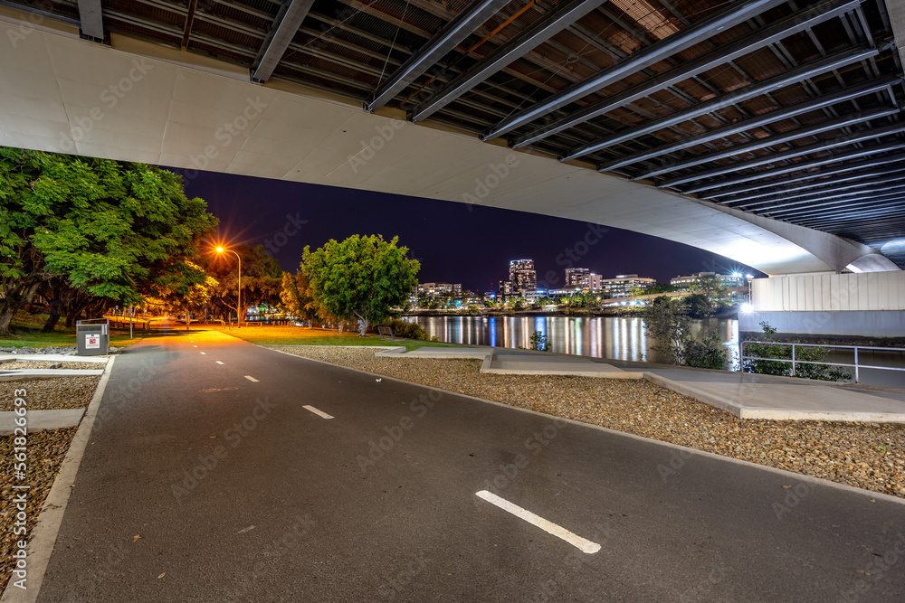 View from under the bridge in South Brisbane, Australia