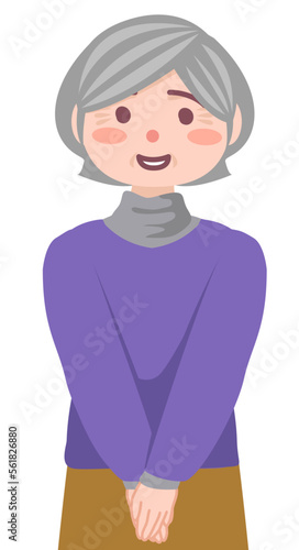 少しだけ困った笑顔をしているシニア女性