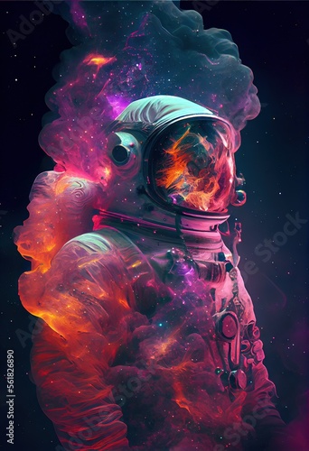 galaxies spirals nebulae in the shape of an astronaut Generative AI