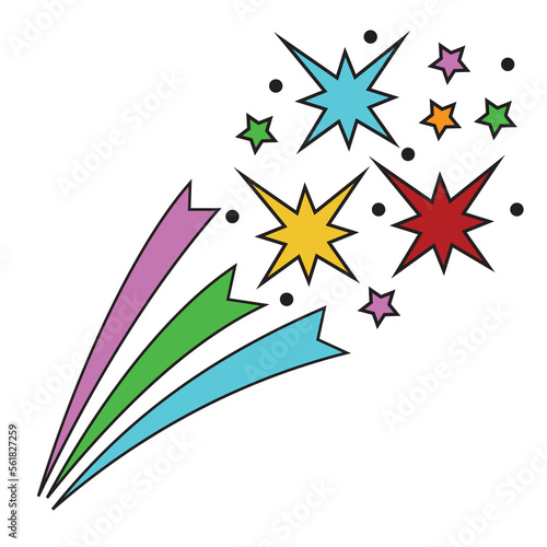A set of cartoon colorful vector illustrations of stars isolated on a white background.