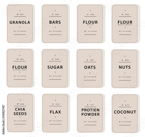 Jar Container Organization Labels for Spices Snacks and Baking - White