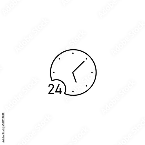 around the clock Time and clock line icons. Vector linear icon set.