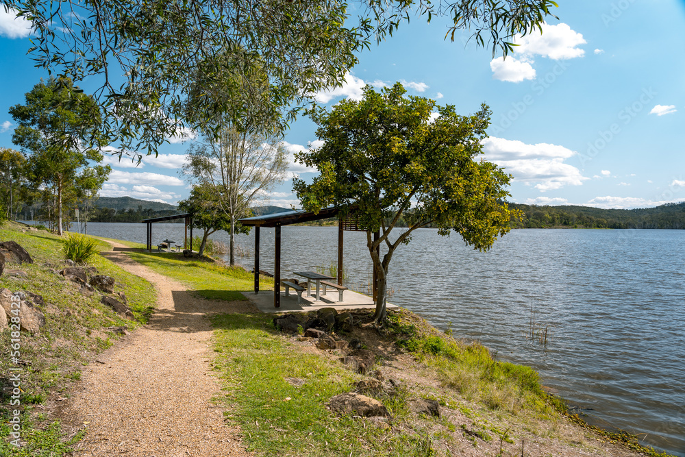 Barbecue and picnic area at lake Wyaralong, Queensland, Australia