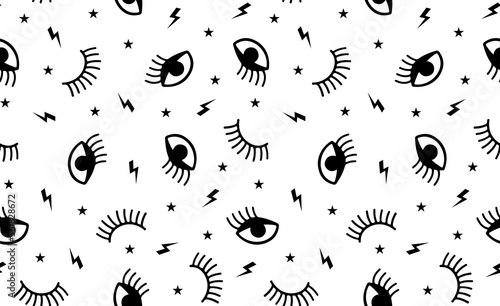 Seamless pattern illustration eys, lashes en lighting