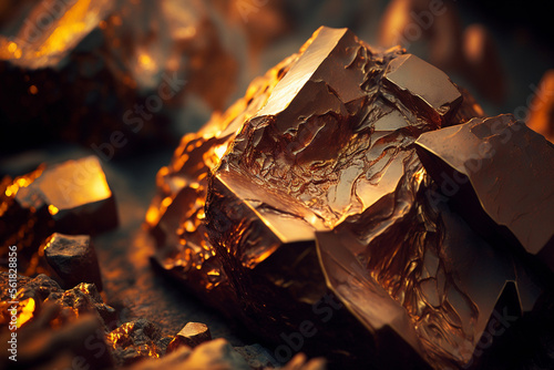 gold nugget ore macro illustration made by generative ai