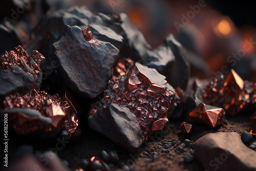 close up of raw iron ore made by generative ai photo