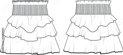 girls women skirt technical drawing