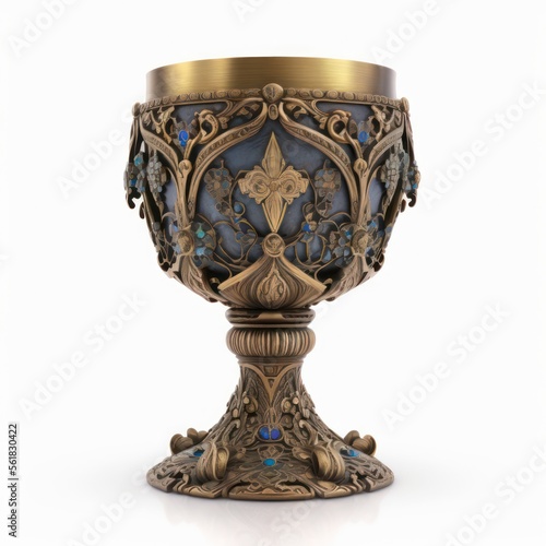 Decorative ornate ceremonial chalice cup isolated on a white background photo