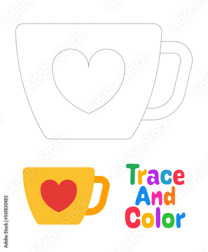 Mug tracing worksheet for kids