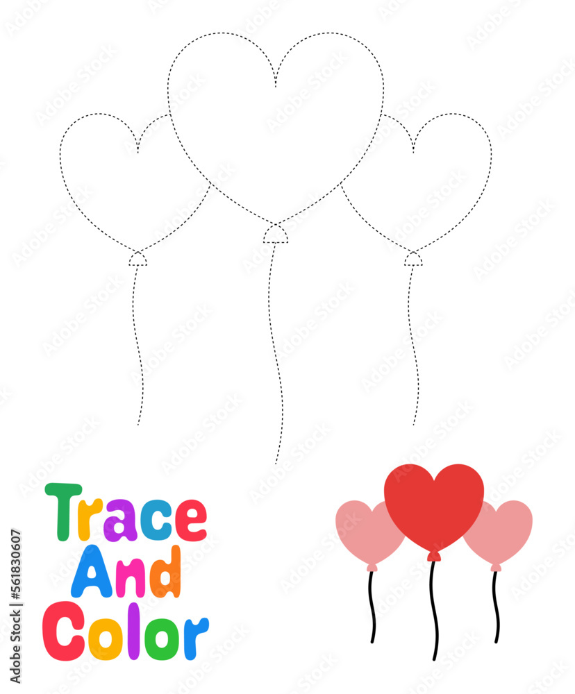 Balloon tracing worksheet for kids