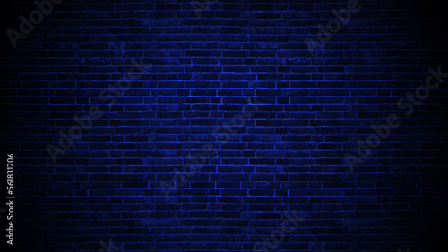4k brick wall blue background, blank template for design, spot light on dark pattern 