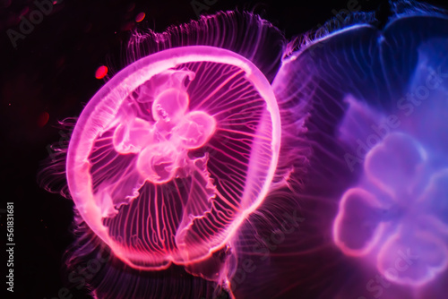 Beautiful Jellyfish drifting at the sea life Aquarium in Sydney Australia
