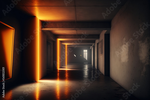Light at the end of room. Generative AI.
