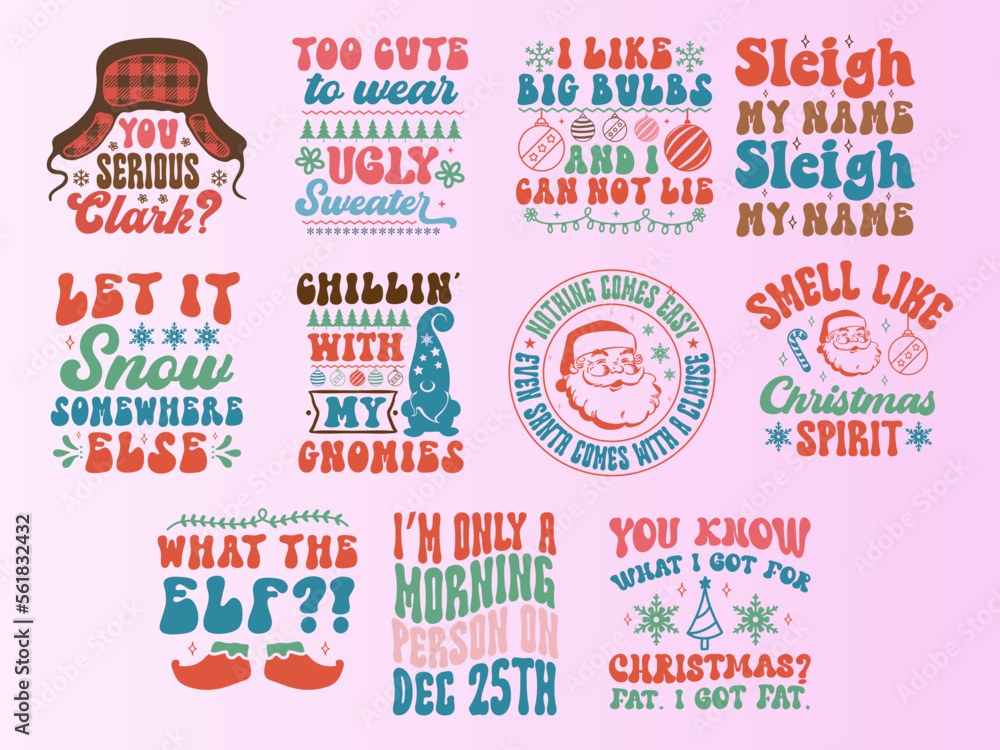 Funny Christmas vector file bundle for Print and Cut.