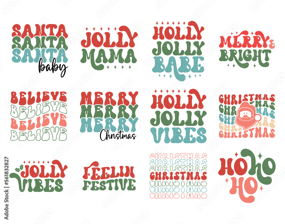 Merry Christmas lettering or Retro Christmas Bundle. Merry Christmas lettering or Retro Christmas Bundle.