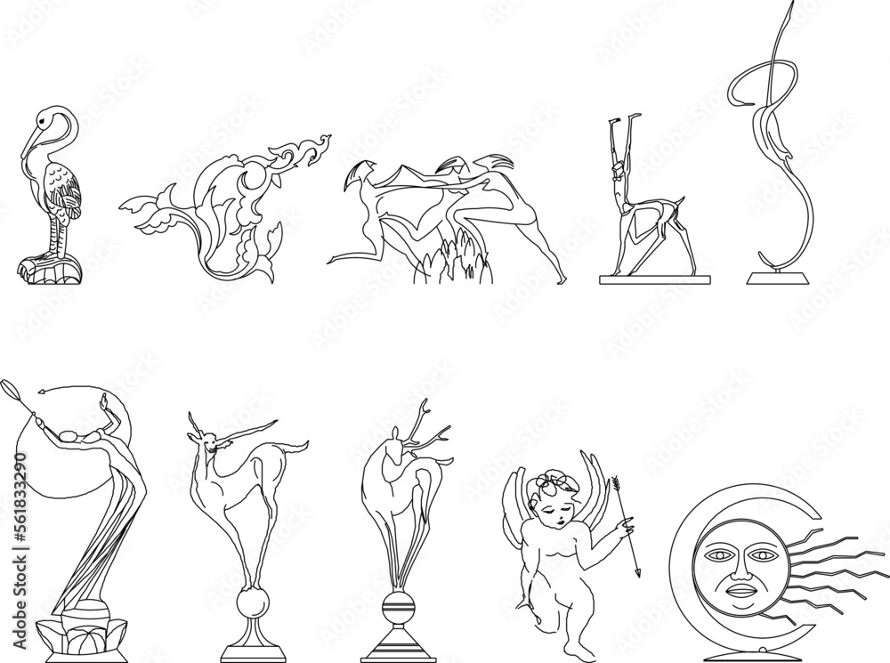sketch vector illustration of ancient abstract statue of greek roman mythology