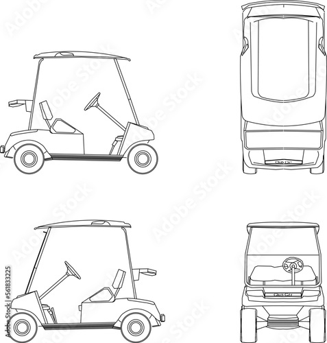 sketch vector illustration of a mini golf cart