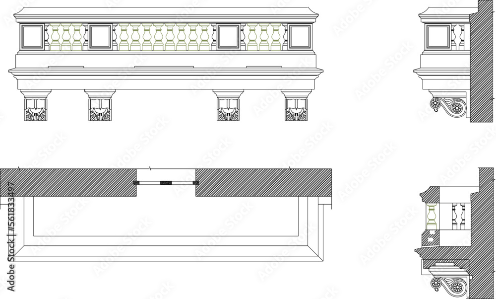 vector sketch detailed illustration and cutout of classic house balcony vector sketch detailed illustration and cutout of classic house balcony
