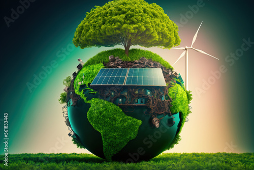 Green Planet, renewable energy-based green business. Green energy. Generative AI.