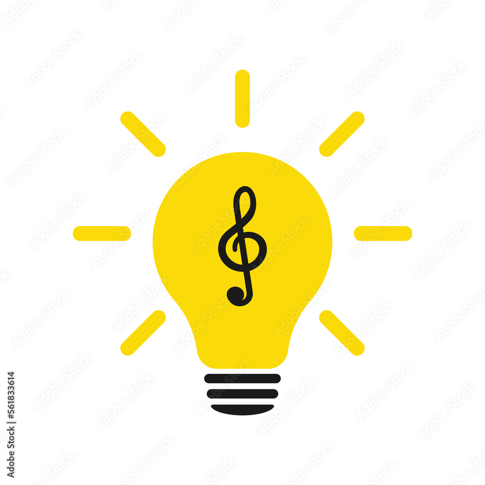 The idea of a creative light bulb with a violin key. The idea of a creative light bulb with a violin key.