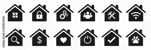 Set of home icons on a white background. Illustration	