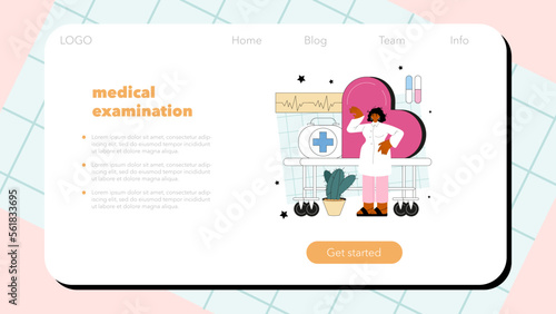 Cardiologist web banner or landing page. Idea of heart medical diagnostic