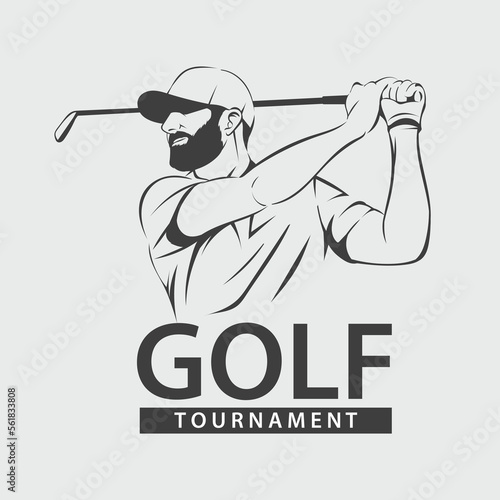 Golf logo swing shoot vector illustration. Golf Tournament