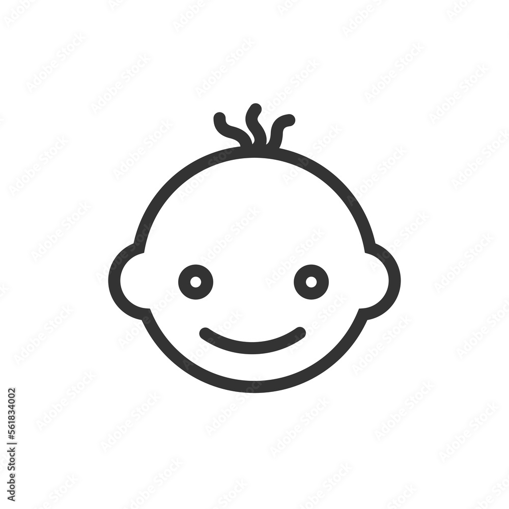 Baby smile linear vector icon isolated on white background Baby smile linear vector icon isolated on white background