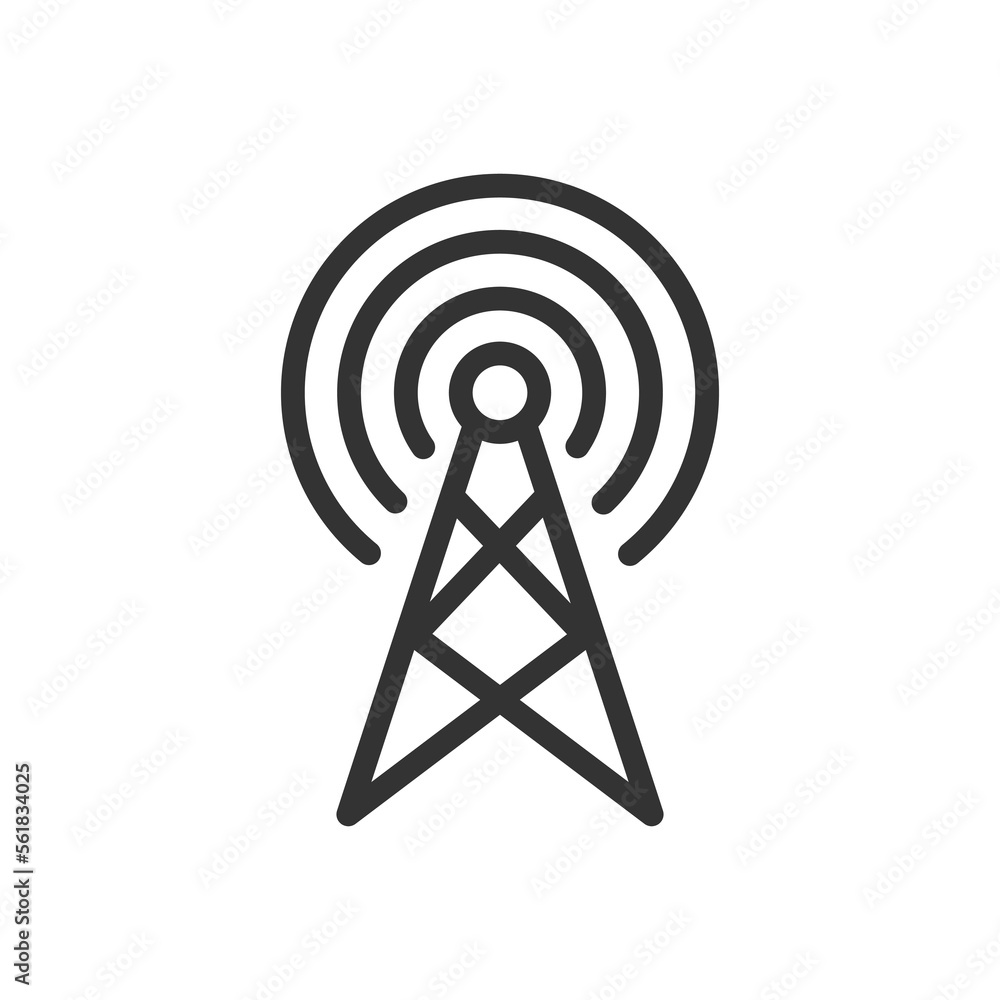Wifi signal antenna outline vector icon isolated on white background. Wireless tower stock illustration Wifi signal antenna outline vector icon isolated on white background. Wireless tower stock illustration