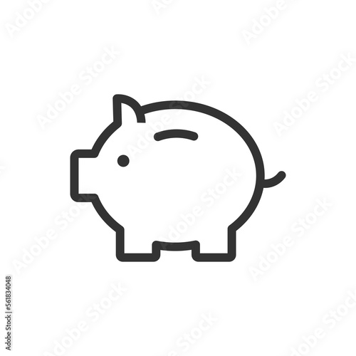 Piggy bank outline vector icon isolated on white background. Economy stock illustration
