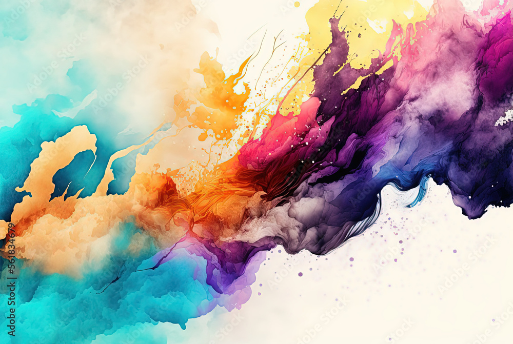 Colorful abstract watercolor background. Generative AI.