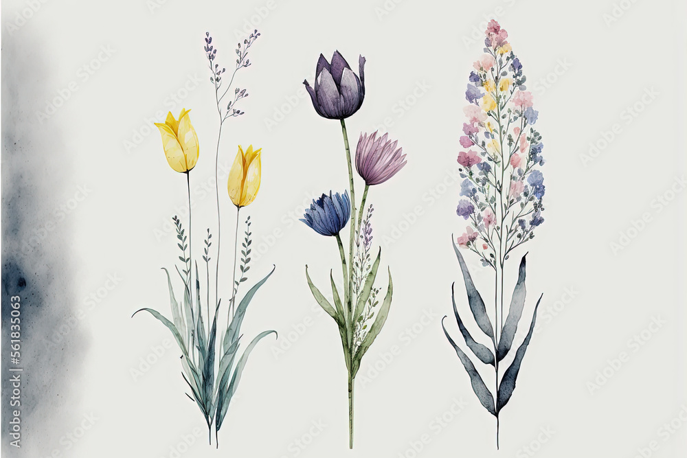 Watercolor Flowers On Paper Watercolor Flowers On Paper