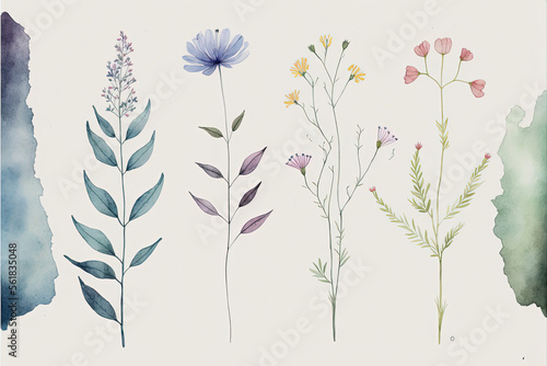 Watercolor Flowers On Paper Generative AI