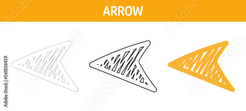 Arrow tracing and coloring worksheet for kids