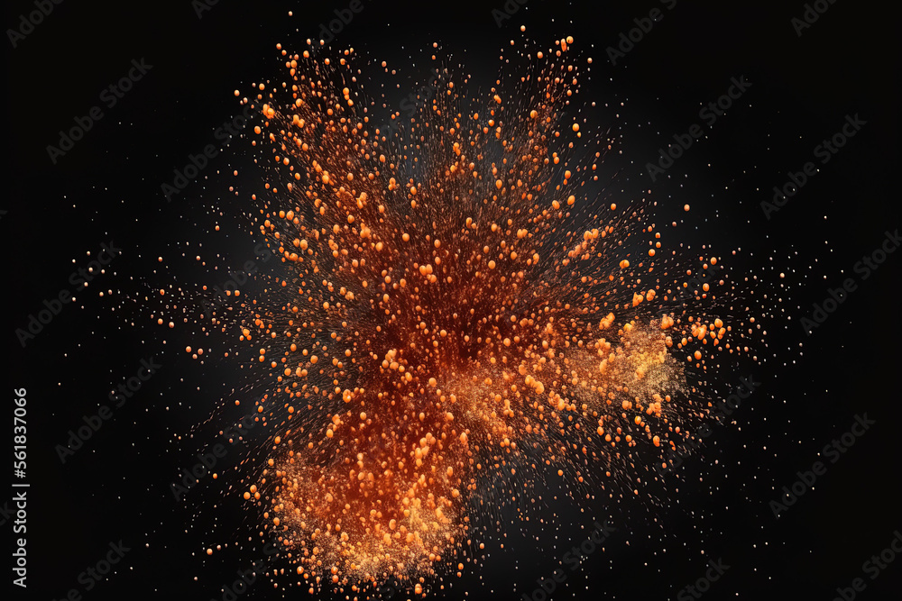 Fire sparks particles with flames isolated on black background. Very ...