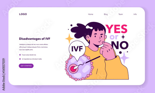 Disadvantages of In vitro fertilization web banner or landing page.