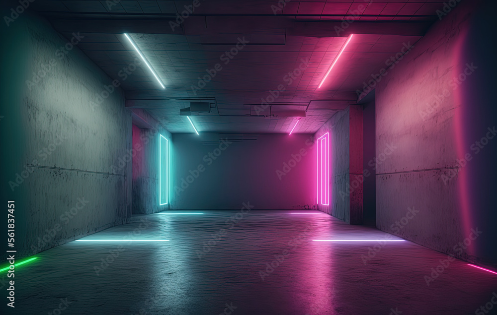 Light in the night tunnel. Generative AI.