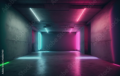 Light in the night tunnel. Generative AI. © ART IS AN EXPLOSION.