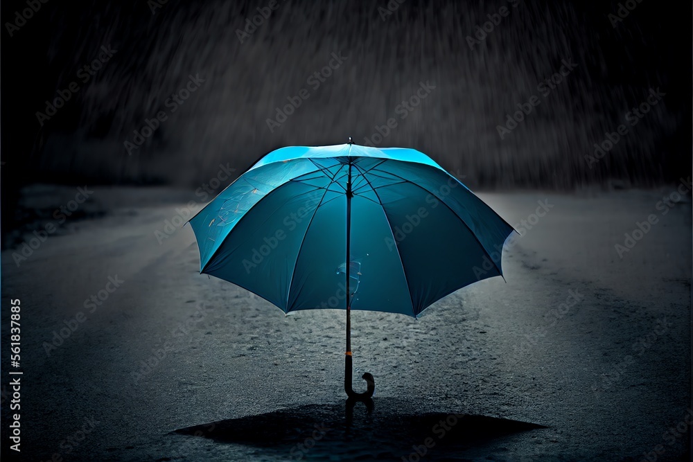 An umbrella representing the sadness and depression of Blue Monday.. Generative AI