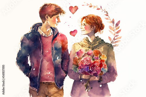 happy couple. valentine's day, love themes, happy couple, love, boyfriends, married, generative ai