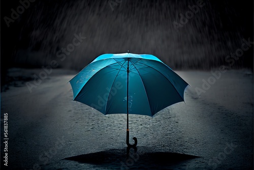 An umbrella representing the sadness and depression of Blue Monday.. Generative AI