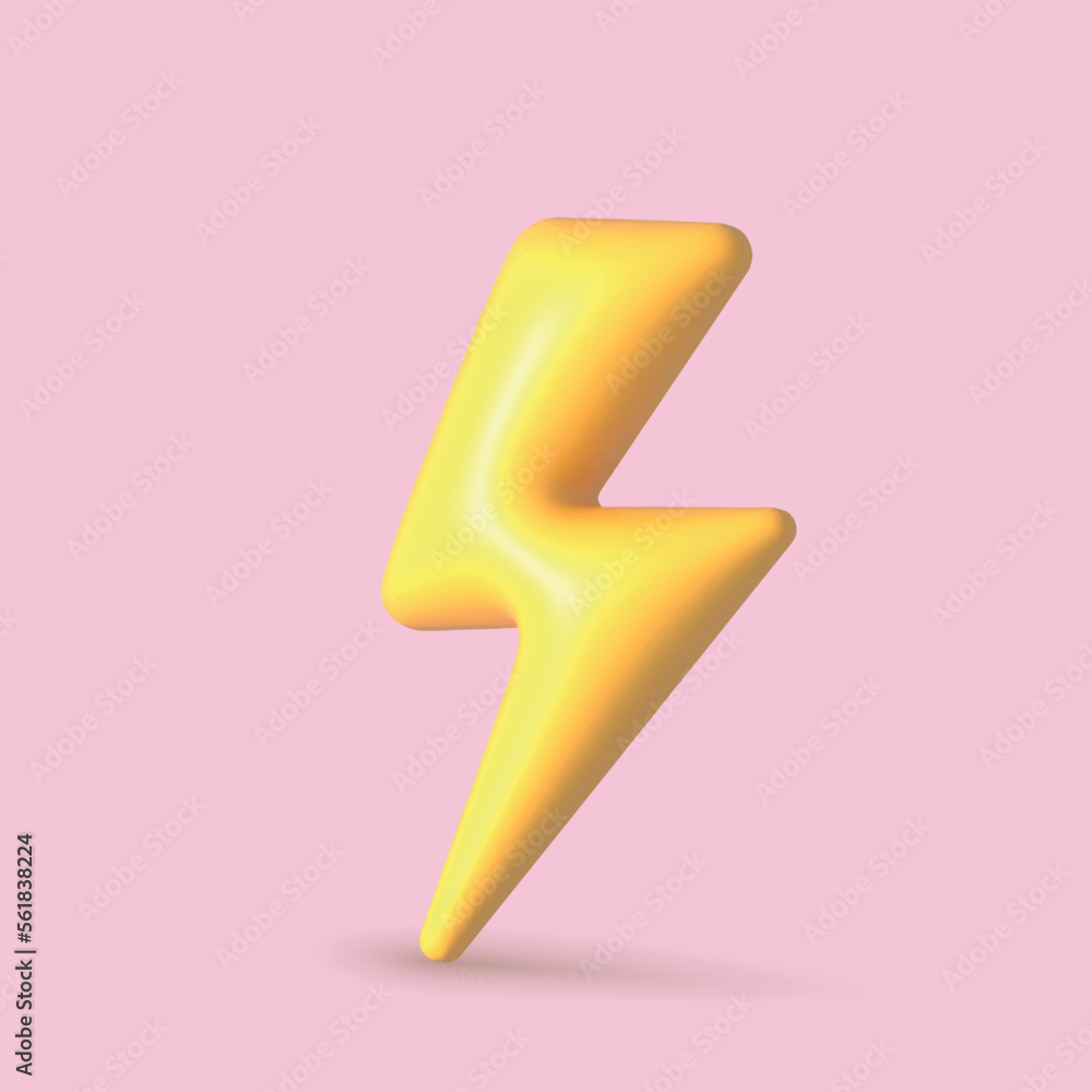 Realistic 3d design In plastic cartoon style thunder bolt sign. Vector Realistic 3d design In plastic cartoon style thunder bolt sign. Vector