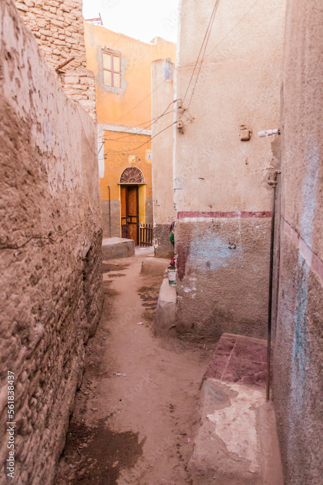 Narrow alley at the Elephantine island in Aswan, Egypt Narrow alley at the Elephantine island in Aswan, Egypt