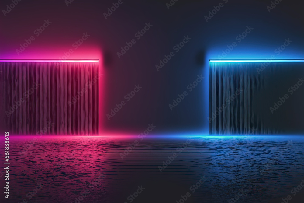 Blue and pink neon lights background. Generative AI. Blue and pink neon lights background. Generative AI.
