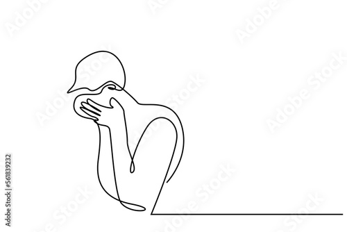 unhappy pain crying man alone line drawing art