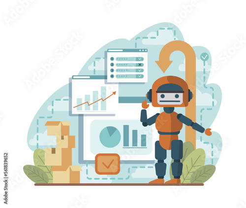 Robotization concept. Artificial intelligence as a part of human