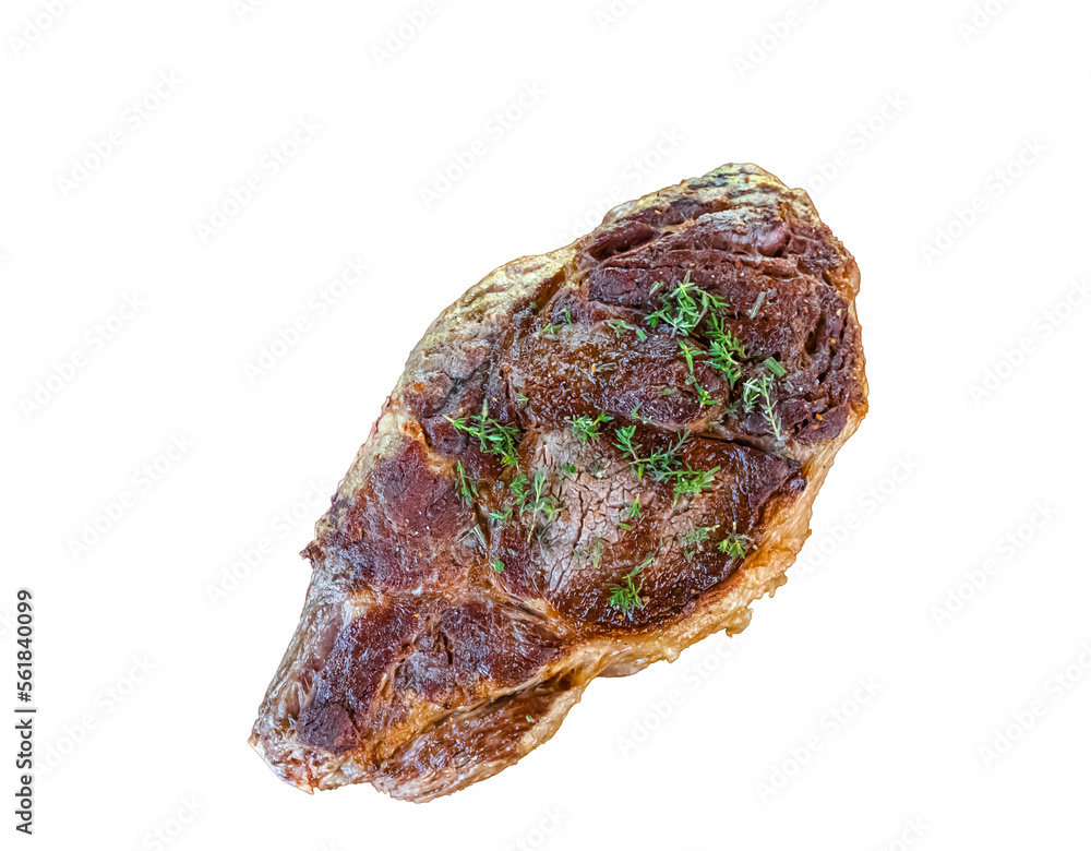 Côte de bœuf grillée avec des herbes de Provence sur un fond transparent. Côte de bœuf grillée avec des herbes de Provence sur un fond transparent.
