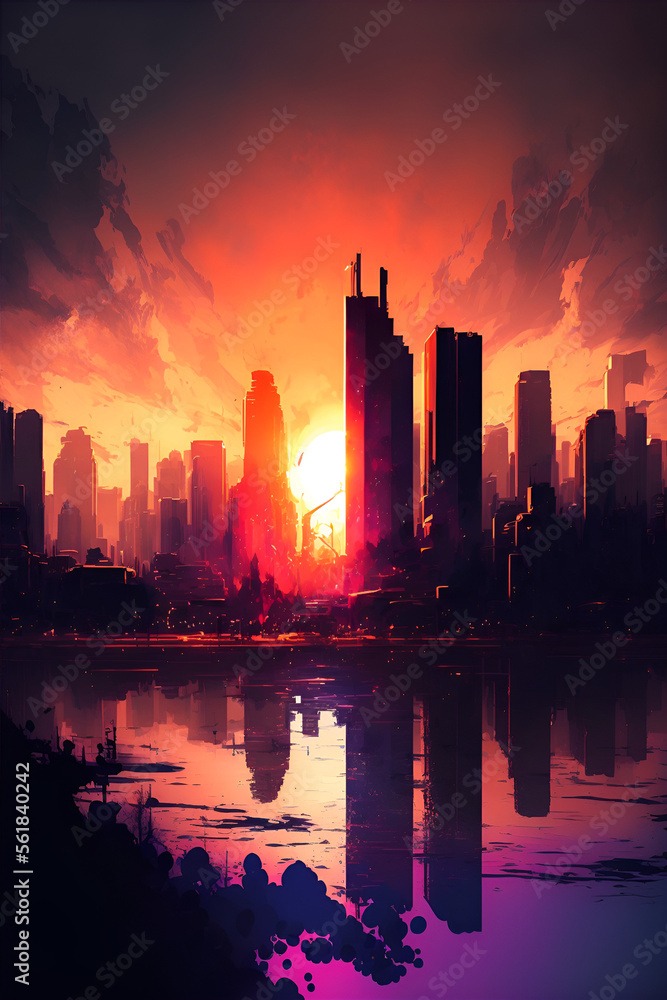 Urban Sunset - Midjourney